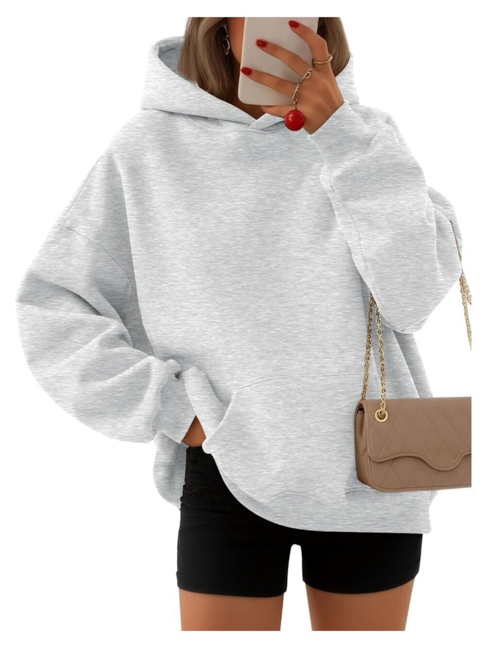Oversized Hoodie Sweatshirt Cotton Polyester Fleece Pullover